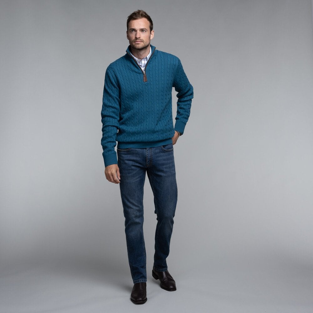 Cotton Cashmere Cable 1/4 Zip Jumper