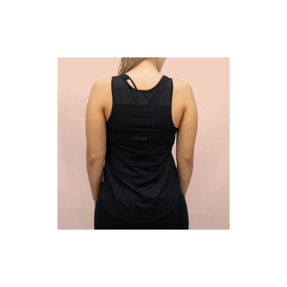 Black Yoga Racer Tank Top - Medium