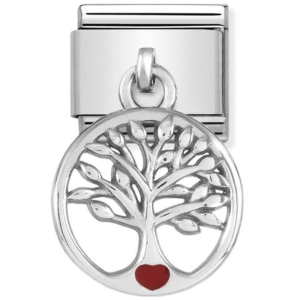 CLASSIC Silvershine Tree Of Life Red Heart Drop Charm