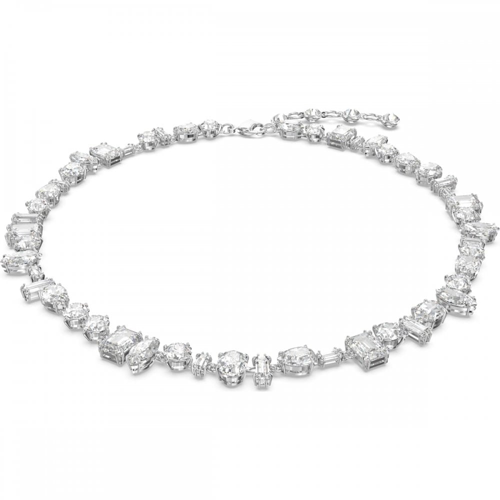 Gema necklace, White, Rhodium plated