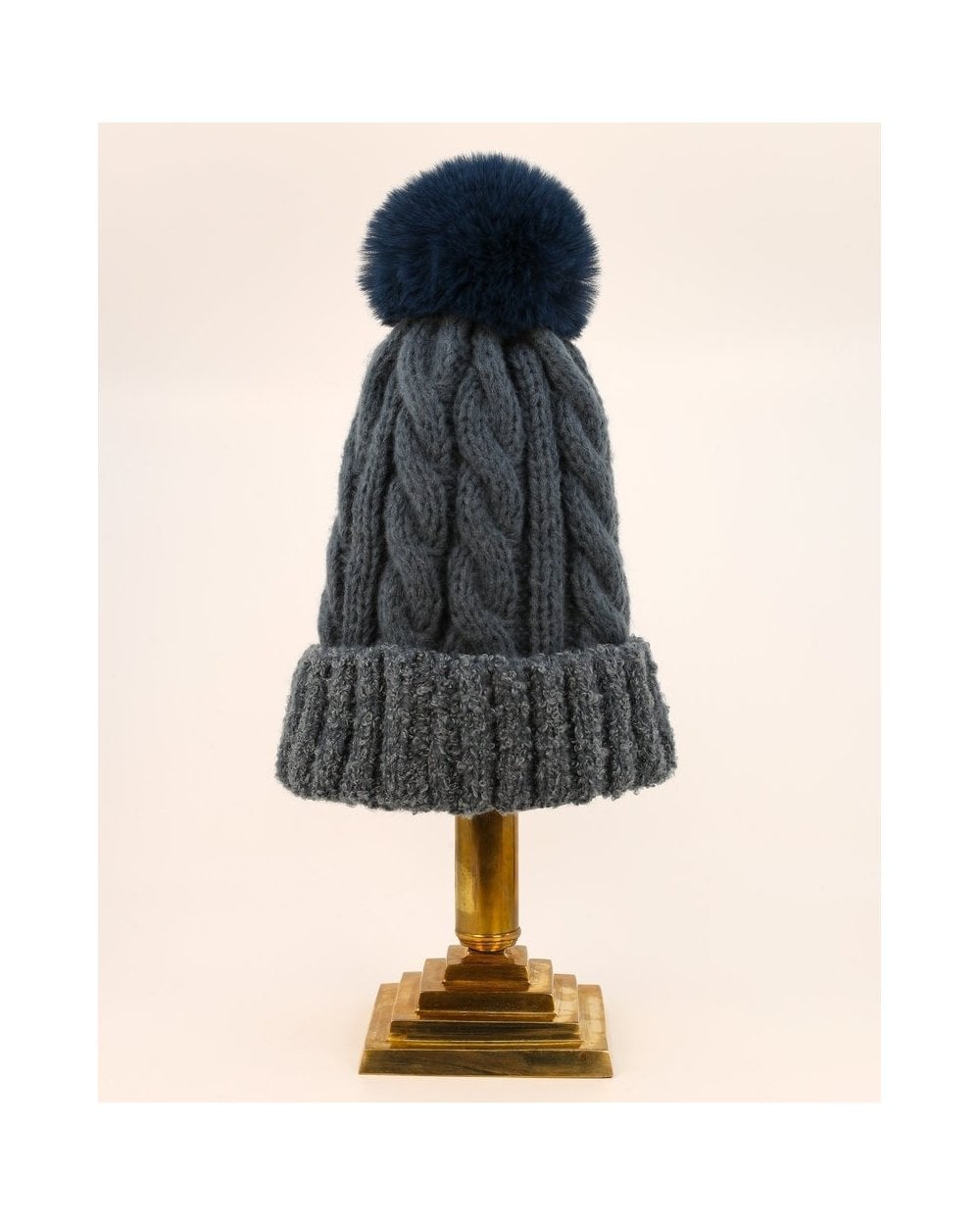 Freya Pompom Hat in Denim