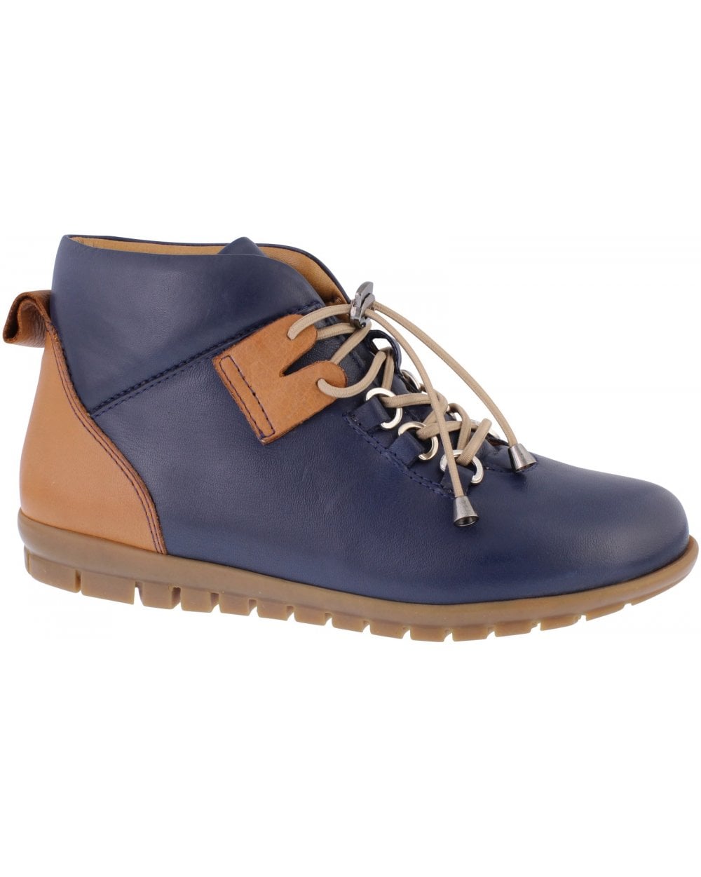 Bridget Ankle Boot - Navy/Tan