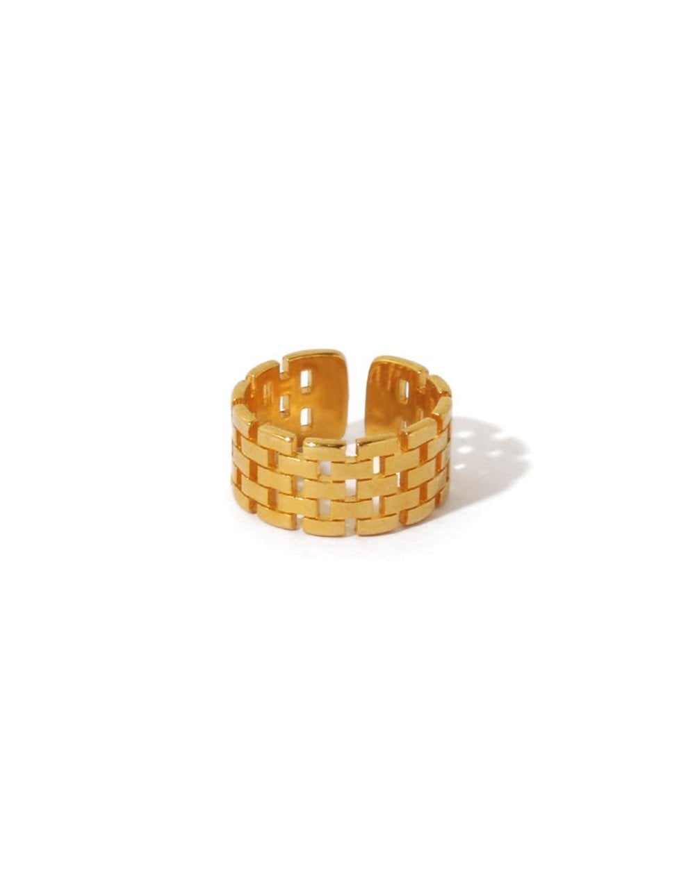 Brick Design Open Ring Gold