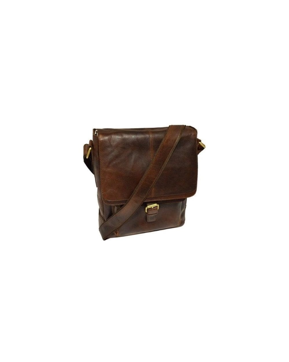 A4 Leather Cross Body Bag - Brandy