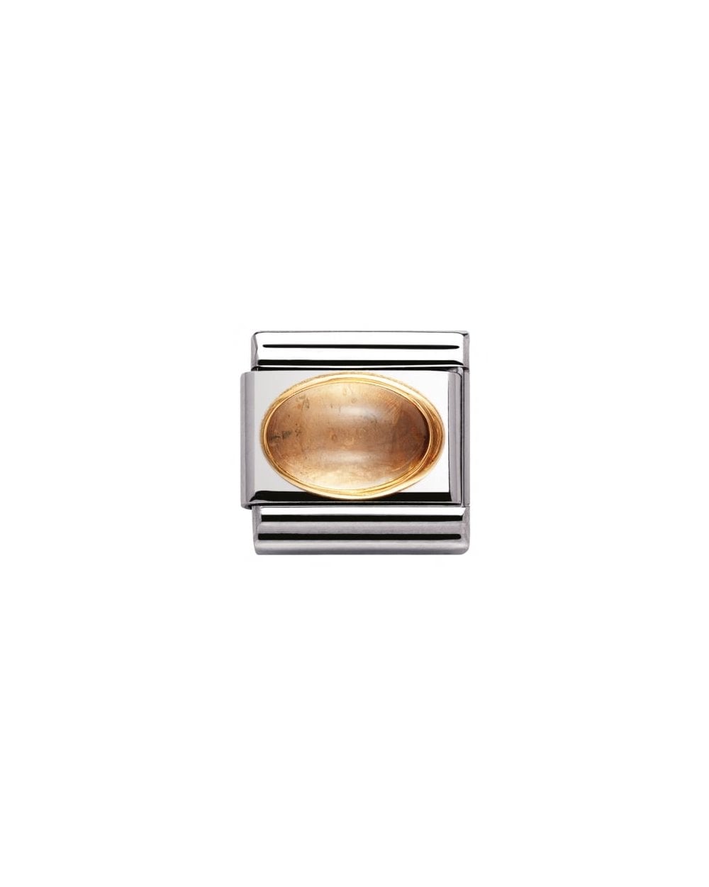 Composable Classic Oval Semi Prec Stones Ss, Gold - Citrine