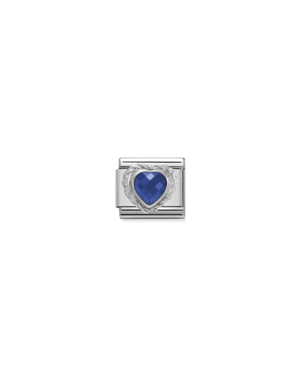 Comp, Cl Heart Faceted Cz In Stainless Steel E 925 Silver Twisted Setting (007_Blue)