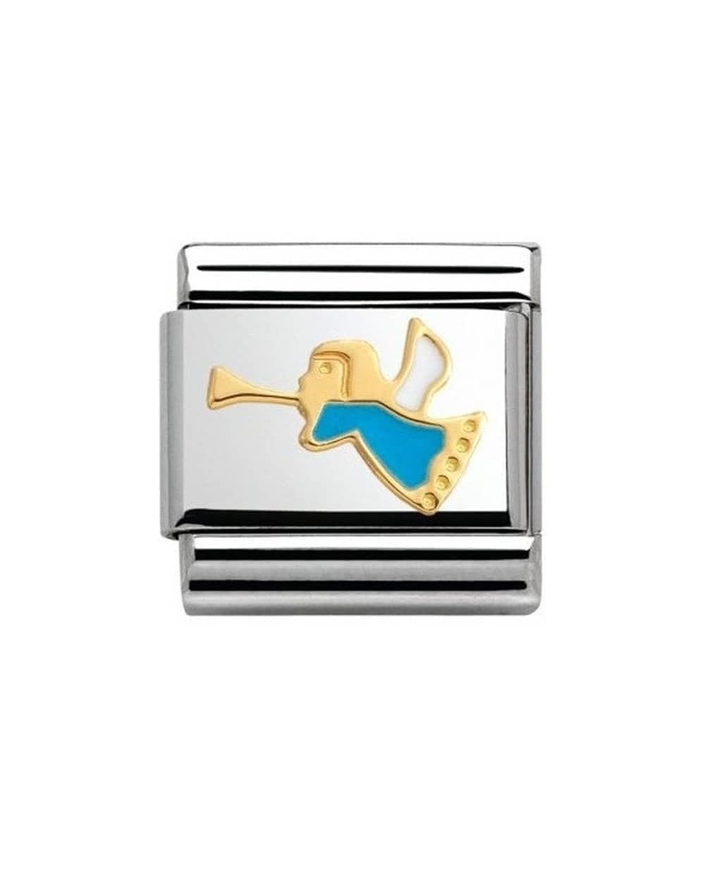 Classic Gold & Blue Angel with Trumpet Charm