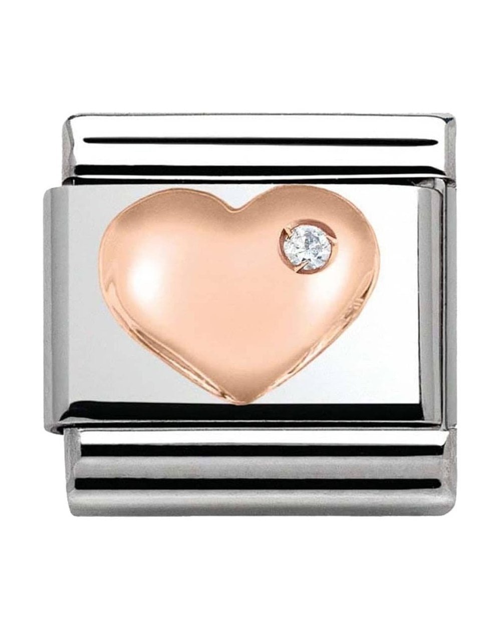 Classic Rose Gold Stone Set Heart Charm