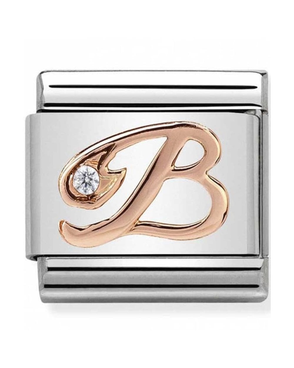 Classic Rose Gold CZ Letters B Charm