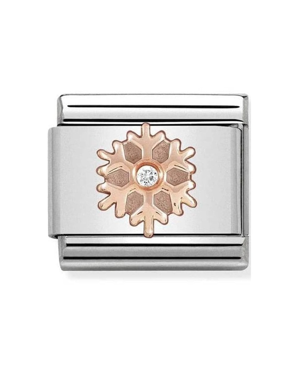 Classic Rose Gold Snowflake with CZ Charm