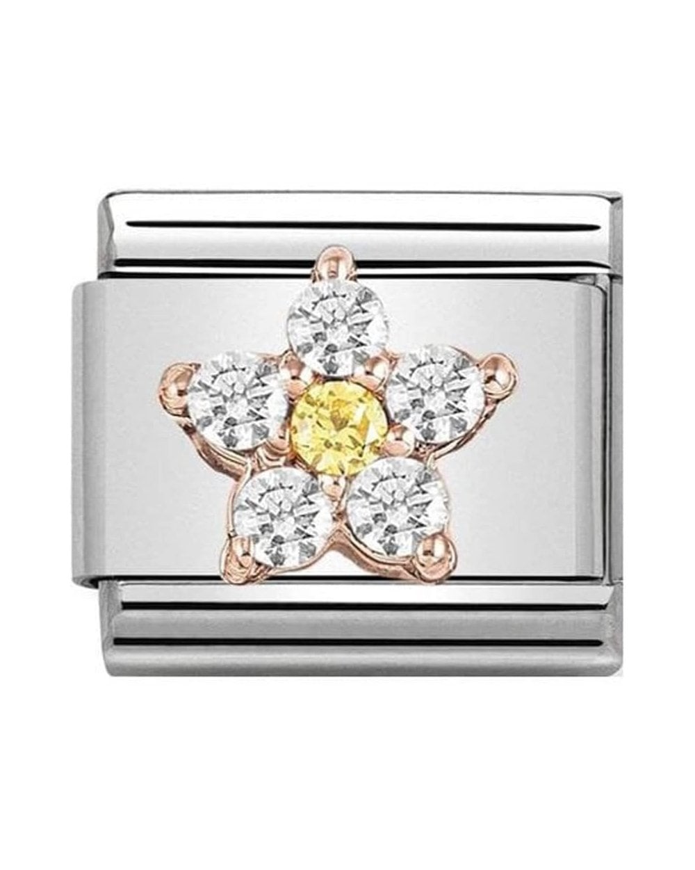 Classic Rose Gold Yellow and White Flower Charm