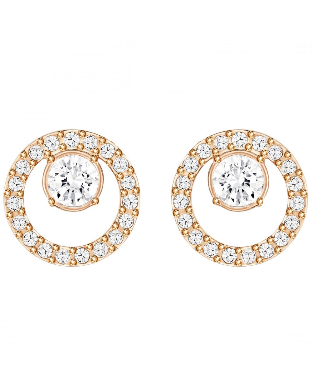 Creativity Small Circle Pierced Earrings in Crystal and Rose Gold Plate