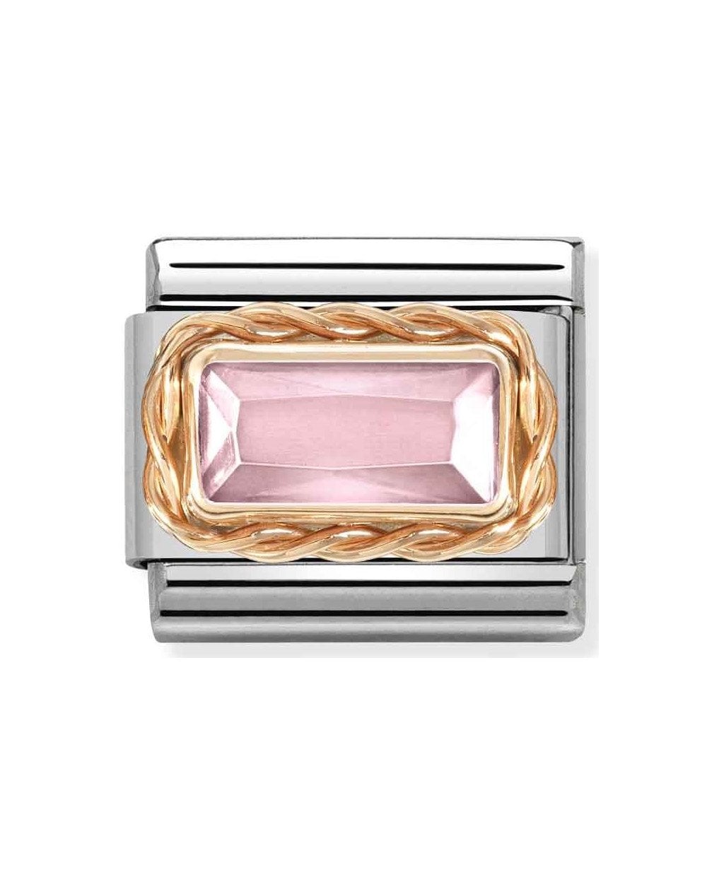 Composable Classic Baguette Link - Pink CZ in Rose Gold