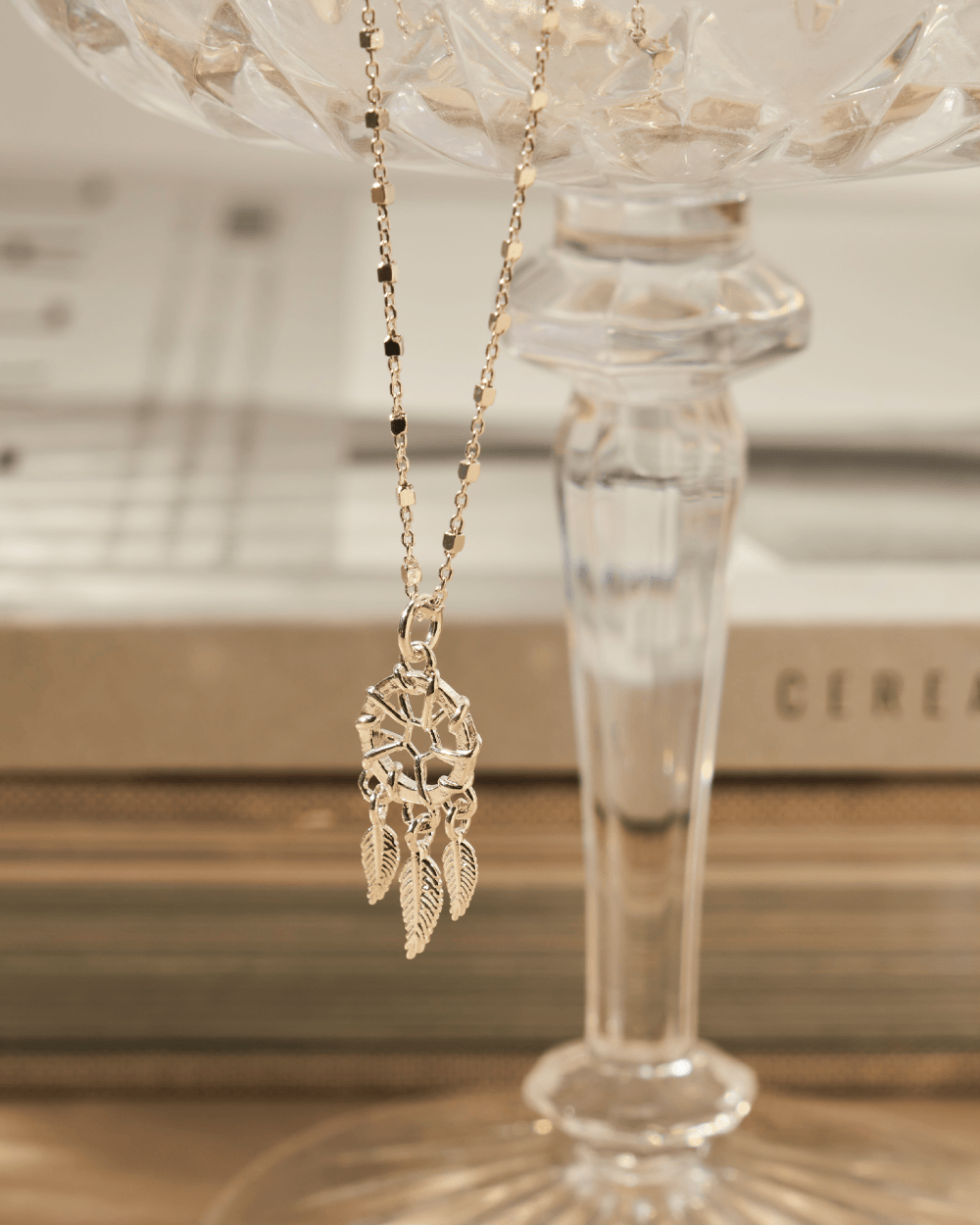 Delicate Cube Chain Dream Catcher Necklace