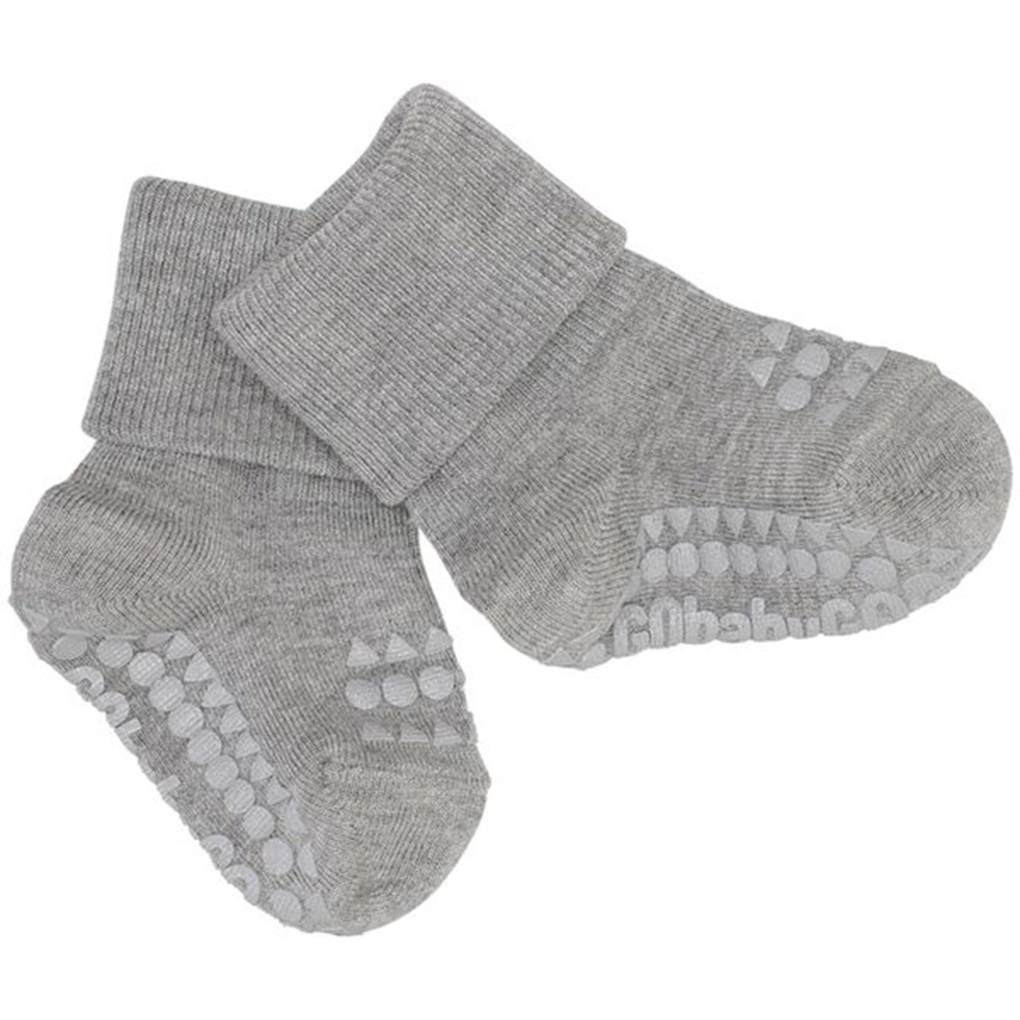 GoBabyGo Non-slip Crawling Tights, Grey Melange - Cotton unisex (bambini)