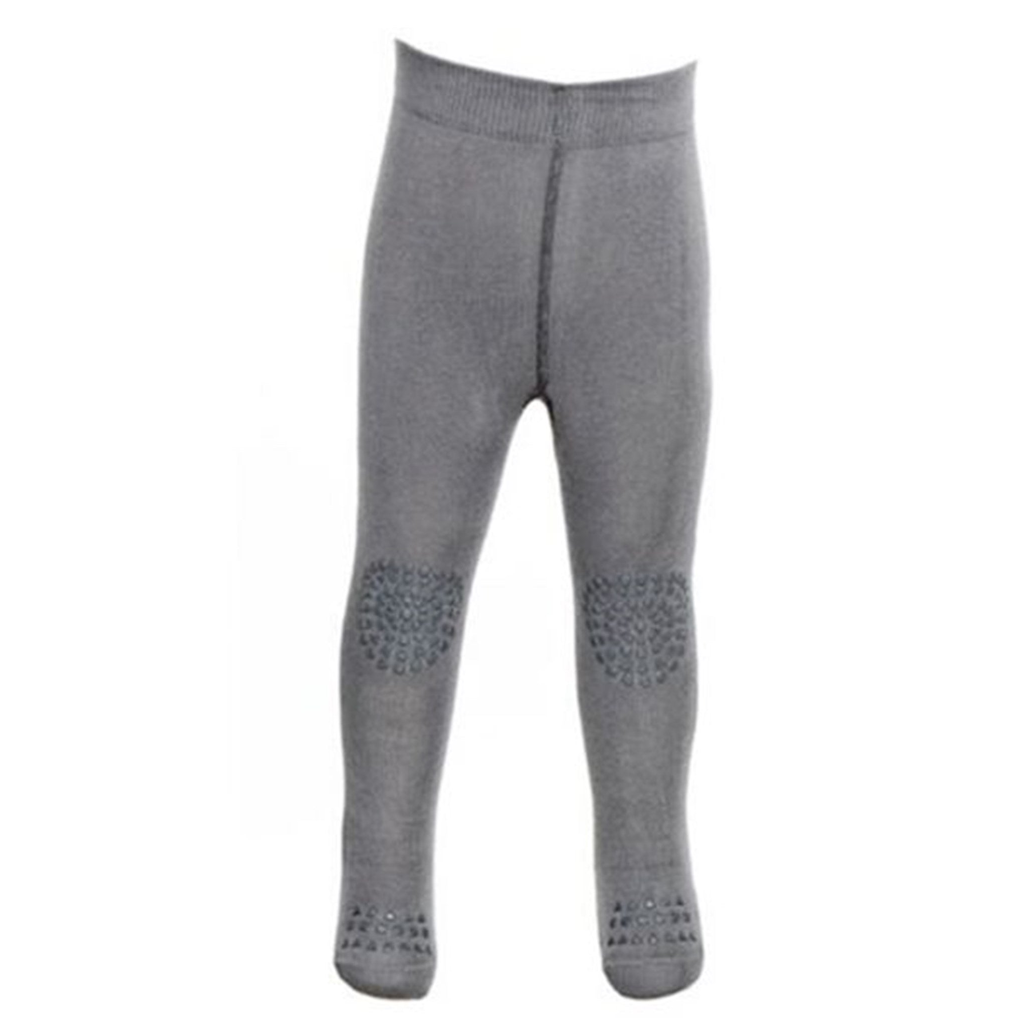 GoBabyGo Non-slip Crawling Tights, Grey Melange - Cotton unisex (bambini)