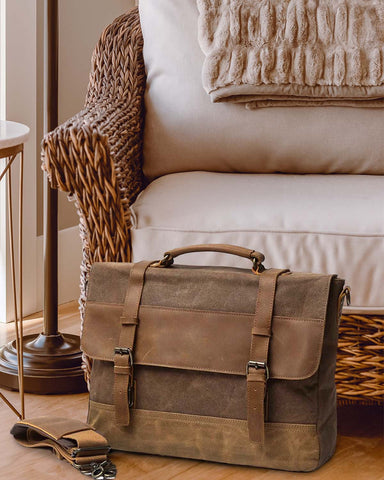 Messenger Bag in Waxed Canvas, Ethically Made