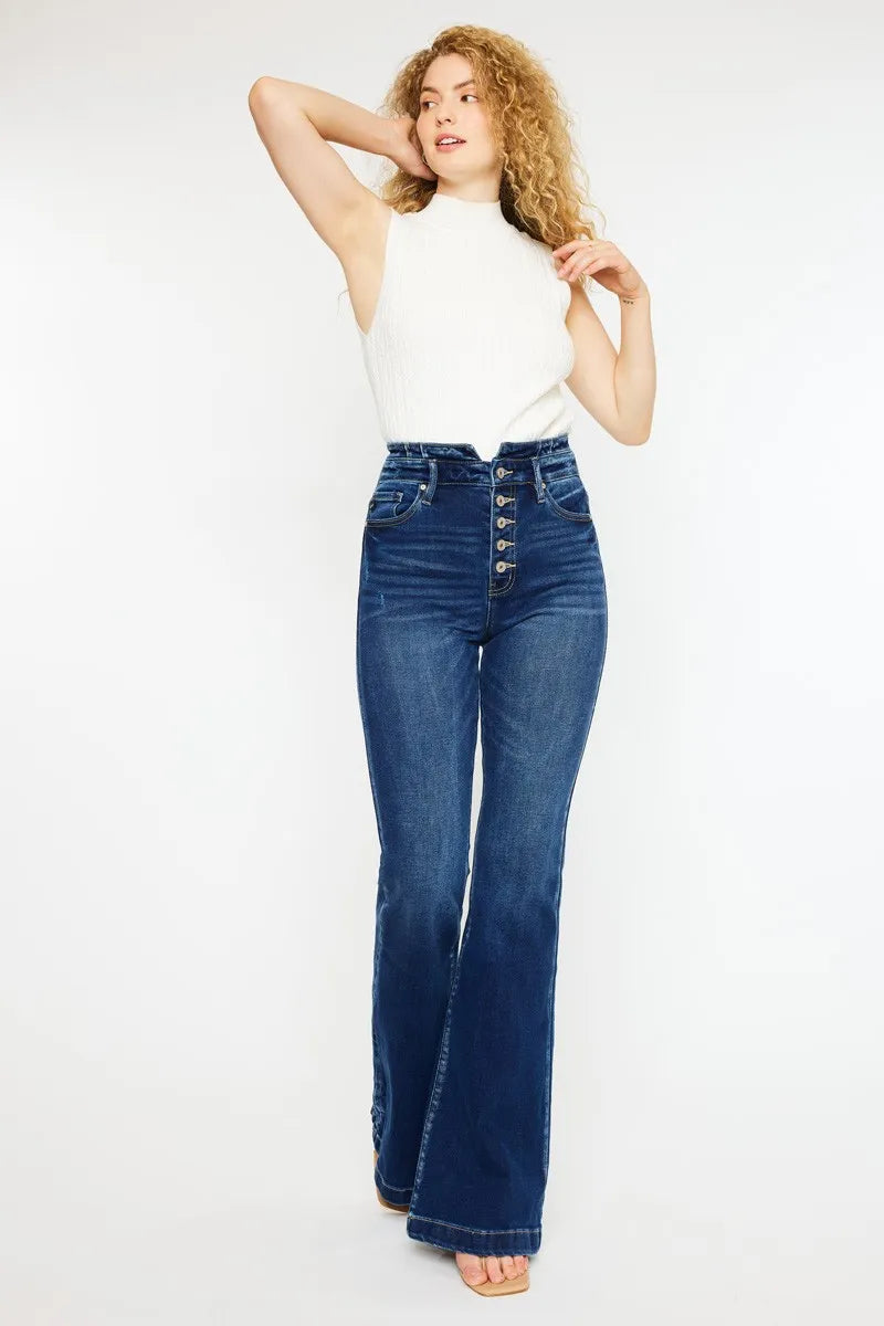 Button Fly Flare Jeans