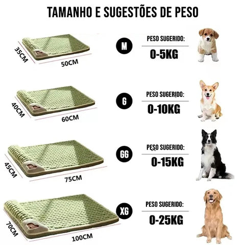 Tamanhos de cama recomendado por peso do pet