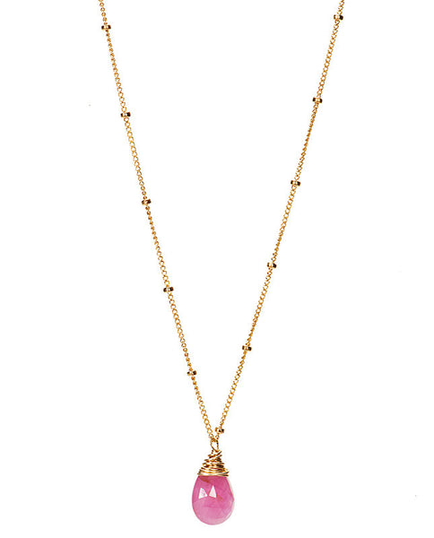 Gem Drop Beaded Necklace - Pink Sapphire – Andrea Montgomery Designs