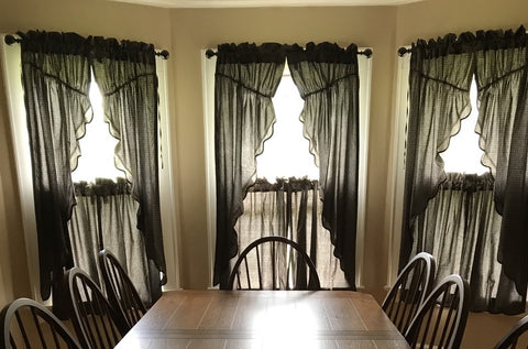 kettle grove black plaid curtains in dining room