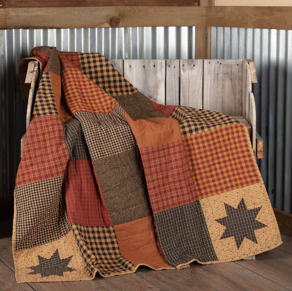 maisie patch quilted throw with LeMoyne 8 point star