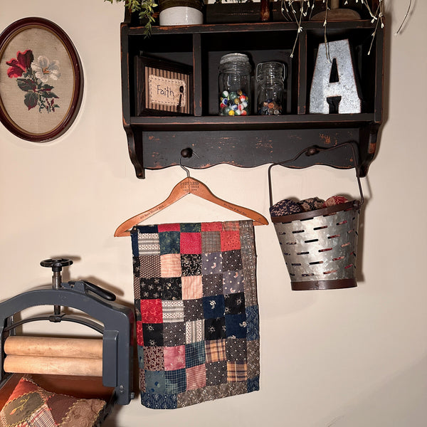 Double Hanging Quilt Rack , Blanket Wall Shelf , Plate and Quilt Hanger ,  Wood Wall Shelf 
