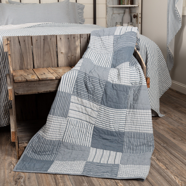 Sawyer Mill Blue block quilted throw