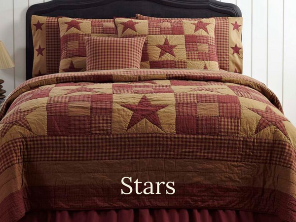 Primitive Quilt with Star Pattern Designs