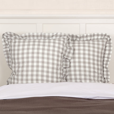 Annie Buffalo Blue Check Ruffled Fabric Pillow 18x18