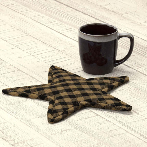 Black Star Button Loop Tea Towel