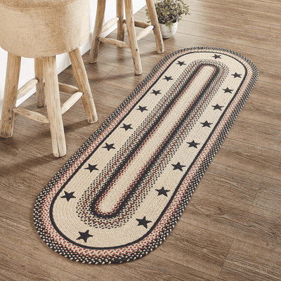 Farmhouse Black and Tan Rectangle Braided Rug 24x78 Runner