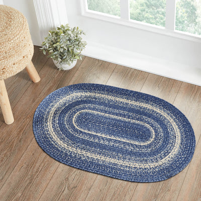 Great Falls Blue Oval Braided Rug 20x30 - with Pad