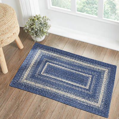 Great Falls Blue Rectangle Braided Rug 20x30 - with Pad