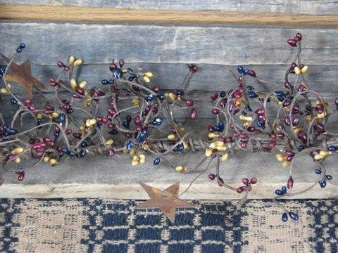 Lighted Gold Pip Berry and Star Garland 40