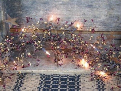 80 End to End Lighted Pip Berry Garland ~ ANTIQUE GOLD ~ Connect Multiple  