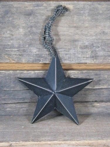 Primitive Crackle Tan With Black Star Star Decorative Metal