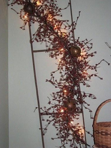 Lighted Burgundy Pip Berry Garland with Jingle Bells 4