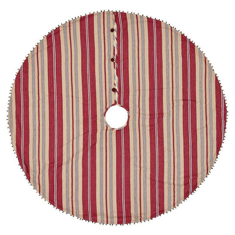 Vintage Red Burlap Stripe Pillow