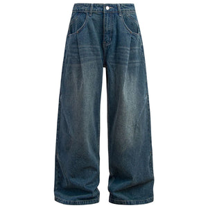 Baggy Blue Ocean Straight Denim Jeans - VONVEX