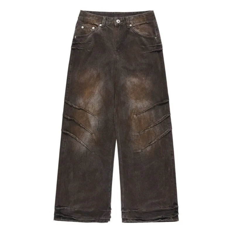 Pleated Washed Jeans