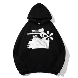Y2K Shadow Printed Oversized Hoodie - VONVEX