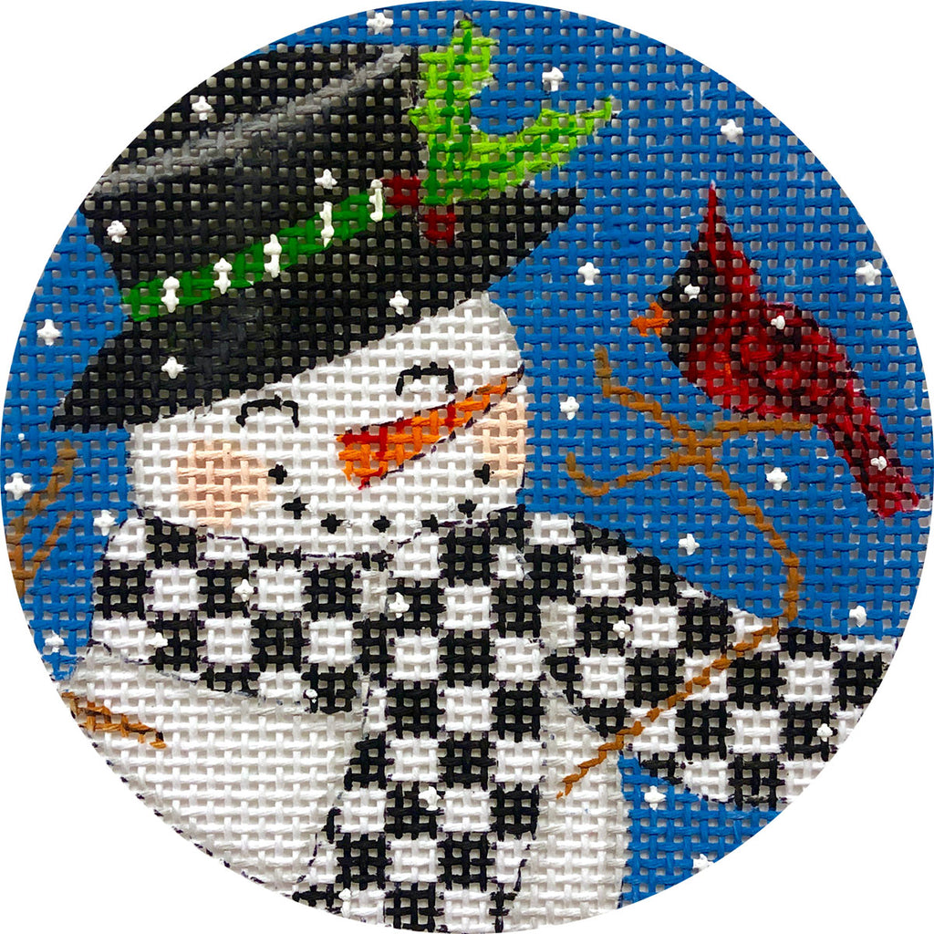 Curly Snowman 2 Round | KC Needlepoint