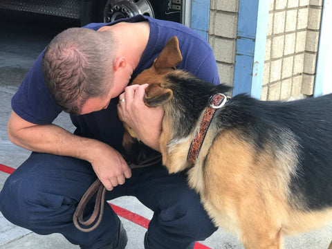 Firefighter And German Shepherd