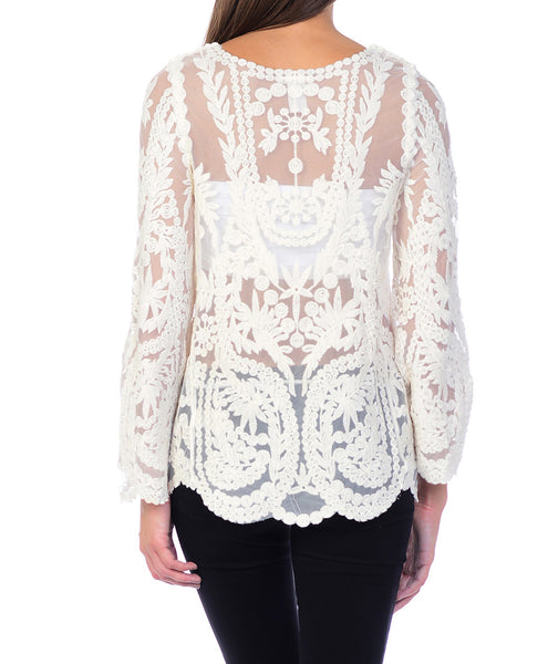 Romantic Lace Embroidery Mesh Blouse – Jubilee Couture
