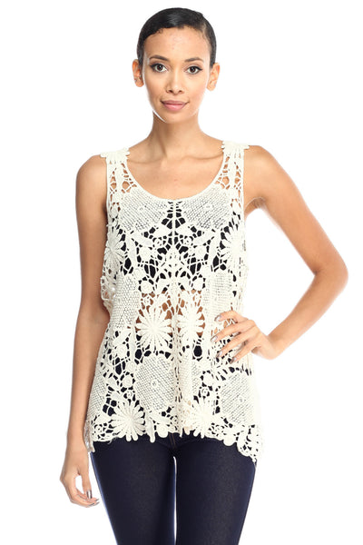 Cocora Crochet Lace Knit Scoop Neck See Through Tank Top … – Jubilee ...