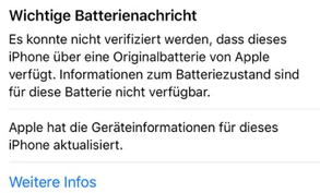 Wichtige Batterie Nachricht