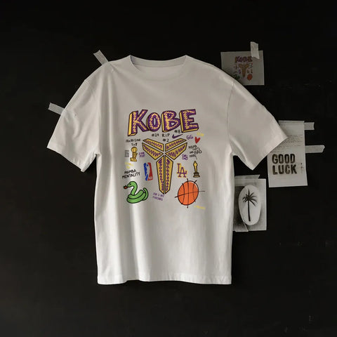 4. "Kobe Bean" Hand Drawn Graphic Print Men's Short Sleeve T-Shirt→SHOP NOW