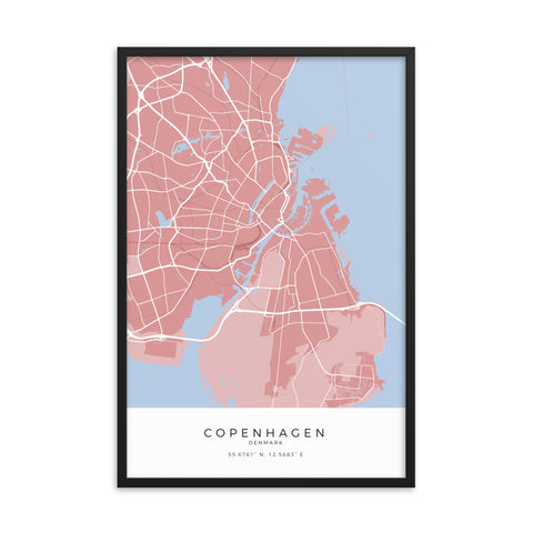 City map print of Copenhagen in Denmark