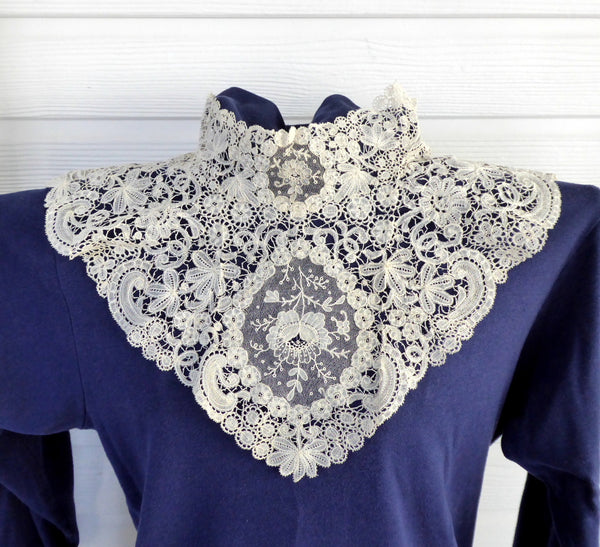 Antique Lace collar Point de Gaze Mixed Lace Brussels 1800s Hand Made ...